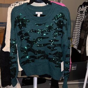 Nine West Teal Sequin Sweater